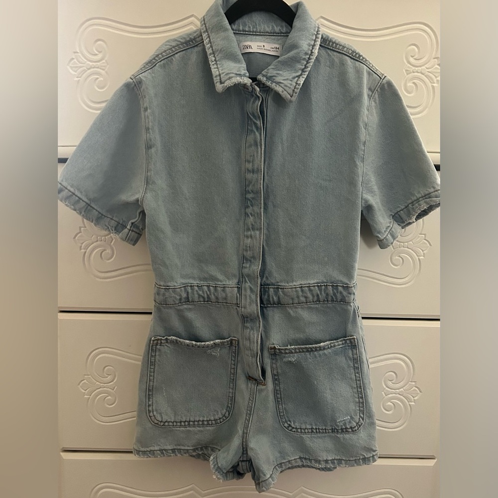 Zara Sky Blue Denim Jumpsuit NWOT